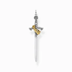 Clearance Pendentif épée avec couronne Femme Pendentifs|Placage Or 18 Carats - Argent 925