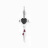 Best Sale Pendentif épée en argent noirci avec pierres noires et rouges Femme Pendentifs|Argent 925