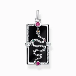 Outlet Pendentif serpent émail à froid noir argent Femme Pendentifs