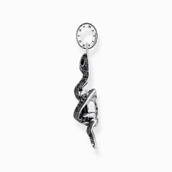 Best Sale Pendentif serpent noirci en argent avec zircon noir Femme Pendentifs|Argent 925