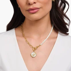 New Petit pendentif avec croissant de lune et pierres multicolores plaqué or Femme Pendentifs|Placage Or 18 Carats - Argent 925