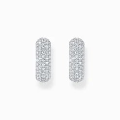 Hot Petites boucles d'oreilles en argent avec zircon blanc Femme Créoles|Argent 925