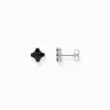 Shop Petits clous d'oreilles en argent noirci avec zircon noir Femme Clous D'oreilles|Argent 925
