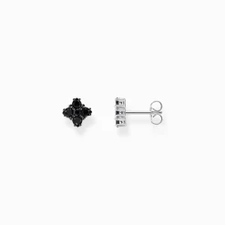Shop Petits clous d'oreilles en argent noirci avec zircon noir Femme Clous D'oreilles|Argent 925