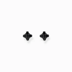 Shop Petits clous d'oreilles en argent noirci avec zircon noir Femme Clous D'oreilles|Argent 925