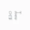 Shop Petits pendants d’oreilles avec des zircons blancs argent Femme Boucles D'oreilles