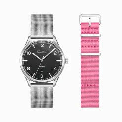 Clearance Set Code TS montre noir et bracelet rose Femme Montres|Montres Pour Femmes