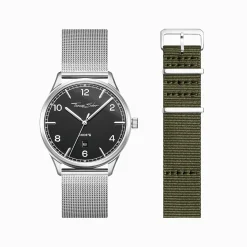 Store Set Code TS montre noir et bracelet kaki Femme Montres|Montres Pour Femmes