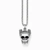 Discount Set de bijoux chaîne tête de mort avec couronne argent noirci Femme Chaînes & Colliers|Chaînes & Colliers