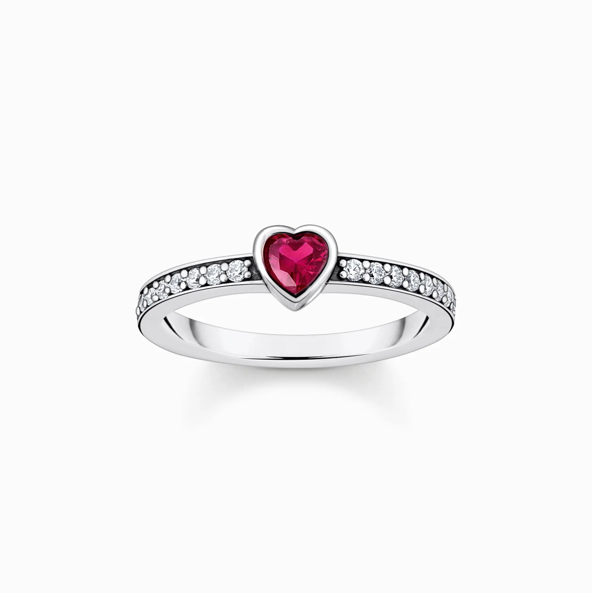 Cheap Solitaire en argent avec pierre rouge taillée en cœur Femme Bagues|Argent 925