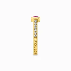 Shop Solitaire en argent avec pierre rouge taillée en cœur Femme Bagues|Placage Or 18 Carats - Argent 925