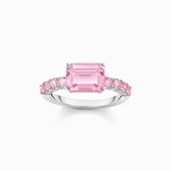 New Solitaire en argent avec pierres rose vif Femme Bagues|Argent 925